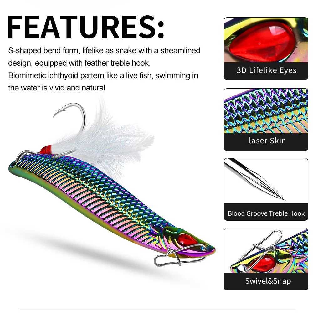 1PC Spoon 7g 10g 15g 20g S-shaped Spinner Lure VIB Metal Lure Bait Jig Sequin Fishing Wobbler Trolling Hard Baits Fishing TackleXJ250122