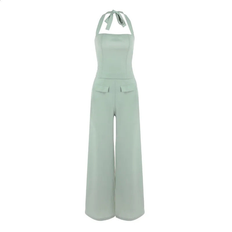 Autumn 2024 style simple fashion casual everything temperament halter top trouser suit women 250113