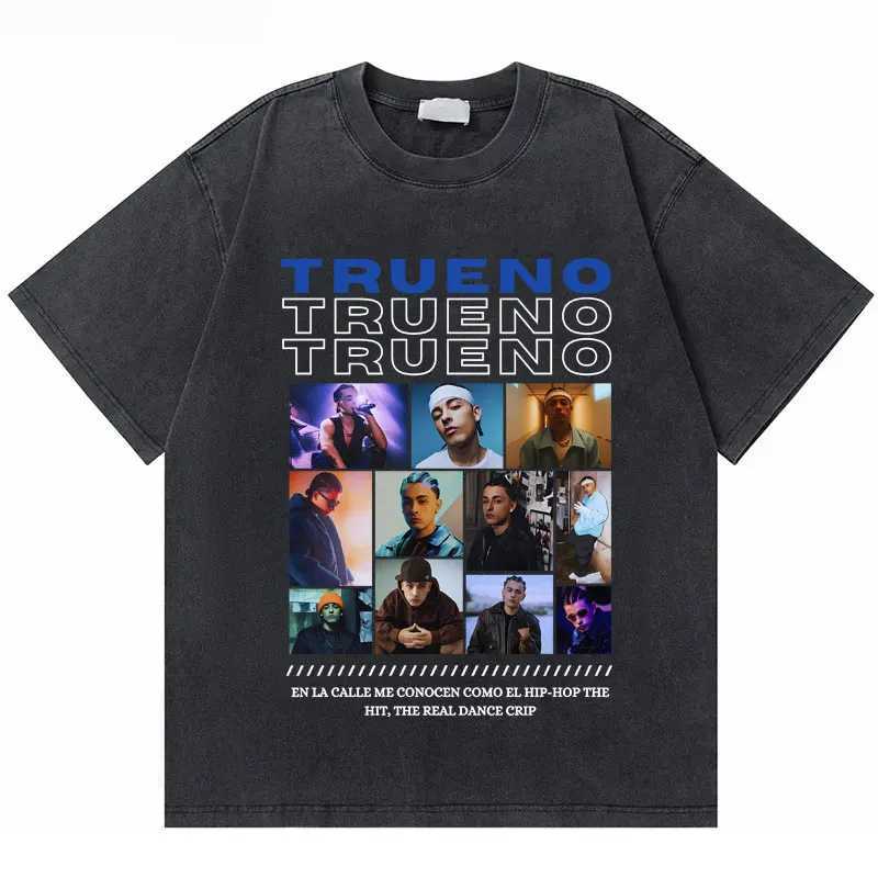 Washed Vintage Rapper Trueno Print T Shirts Mens Hip Hop Fashion Tshirt Short Sleeve Men Women Casual Cotton Oversized T-shirts X250203