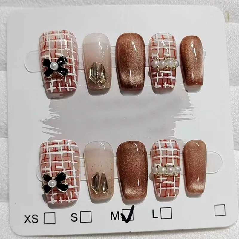 10Pcs Handmade Nails Black Butterfly Small Fragrance l Full Coverage False Nails for Women Girl Detachable Wearable NailW250120