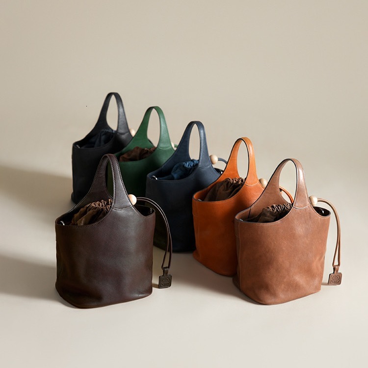 Bag Qiu Zhen Tanned Cowhide Genuine Leather Flower Crossbody Handbag, Commuting High-Capacity Vegetable Basket Bag, Female