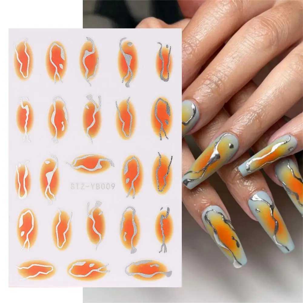 Royalblue Blooming Smoke Nails Stickers Marble Design Coloring Bloom Manicure Decals Golden Wave Drawing Foil Nail ArtXJ250120
