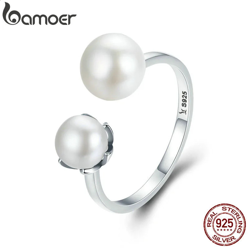 925 Sterling Silver Double Shell Pearl Adjustable Ring Quality Pearl Opening Ring for Women Fine Jewelry SCR192 250121