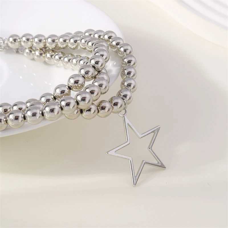 Fashion Multilayer Handmade CCB Beads Chain Necklace for Women Metal Star Pendant Choker Necklace Girls Festival Jewelry GiftsXJ250114