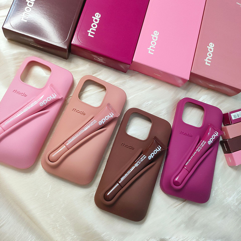 rhode phone case For iPhone 16 Pro Max case 16 15 Plus 14 Pro 13 12 Luxurys Designer Fashion iphone case with Lip Gloss phone case silicone cover