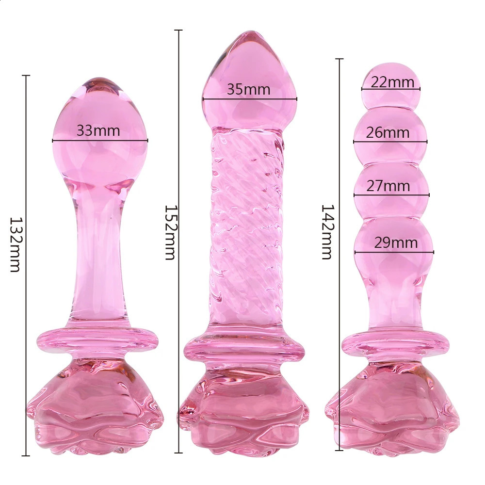 Glass Rose Decorative 22-35mm Anal Beads Butt Plug for Women Vaginal Dilator Female Masturbator Sex Toys Men Prostate Massager 250108