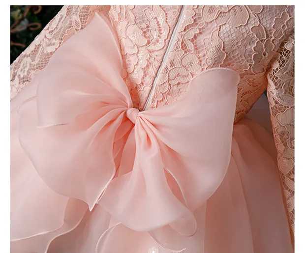 Cute Girl Baby Party Dress 1-Year Baby Girl Birthday Frog Crystal Bead Chiffon Long Sleeve Preschool Girl Christmas Dress X250203