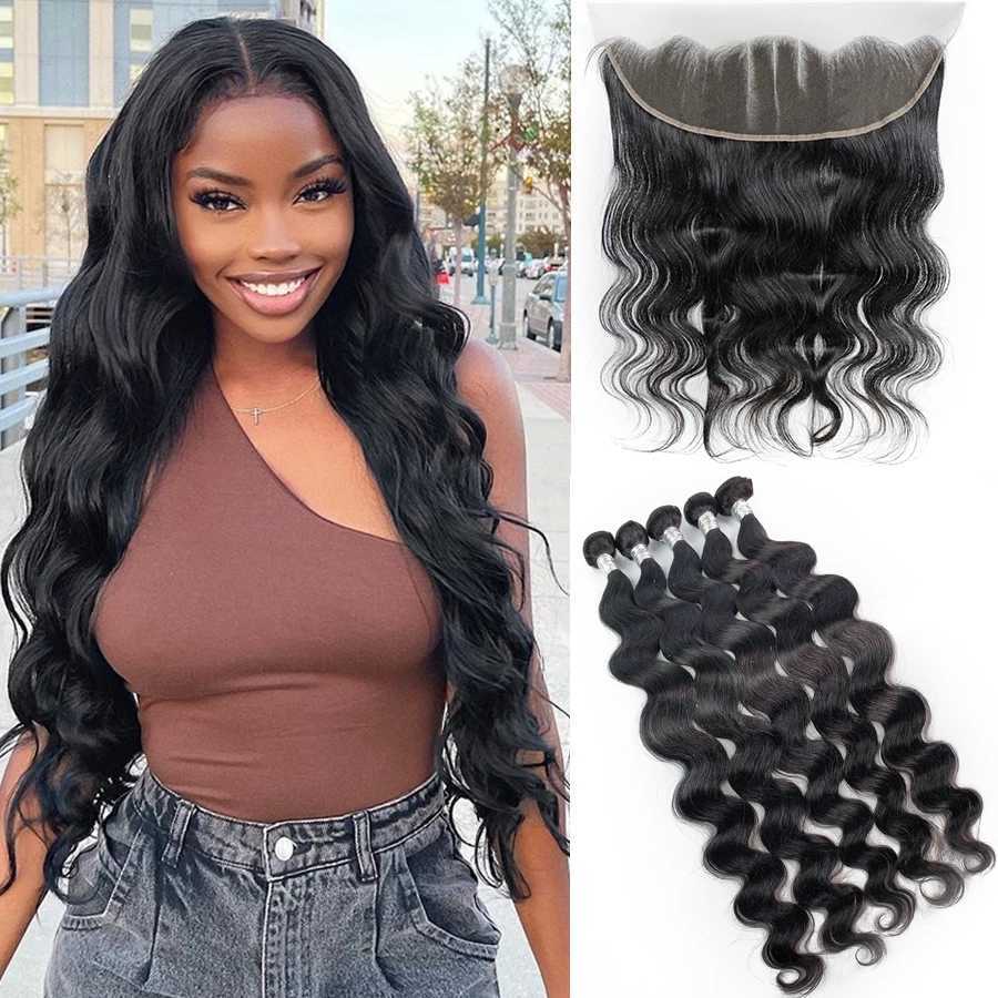 Human Hair Bundles With Clo Brazilian Body Wave Bundles With Clo Human Hair Weave Extensions 3/4 Bundles RemyXJ250120