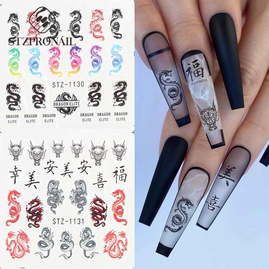 Chinese Dragon Nail Water Transfer Sticker Snake Chinese Characters Myth Slider New Year Nail Slider Decoration SLSTZ1114-1137-1XJ250120