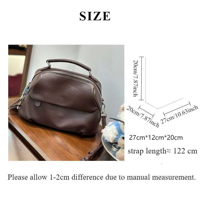 High Quality Natural Cowhide Women's Handbag Ladies' Fashion Shoulder Crossbody Practical Soft Leather Shell Bag