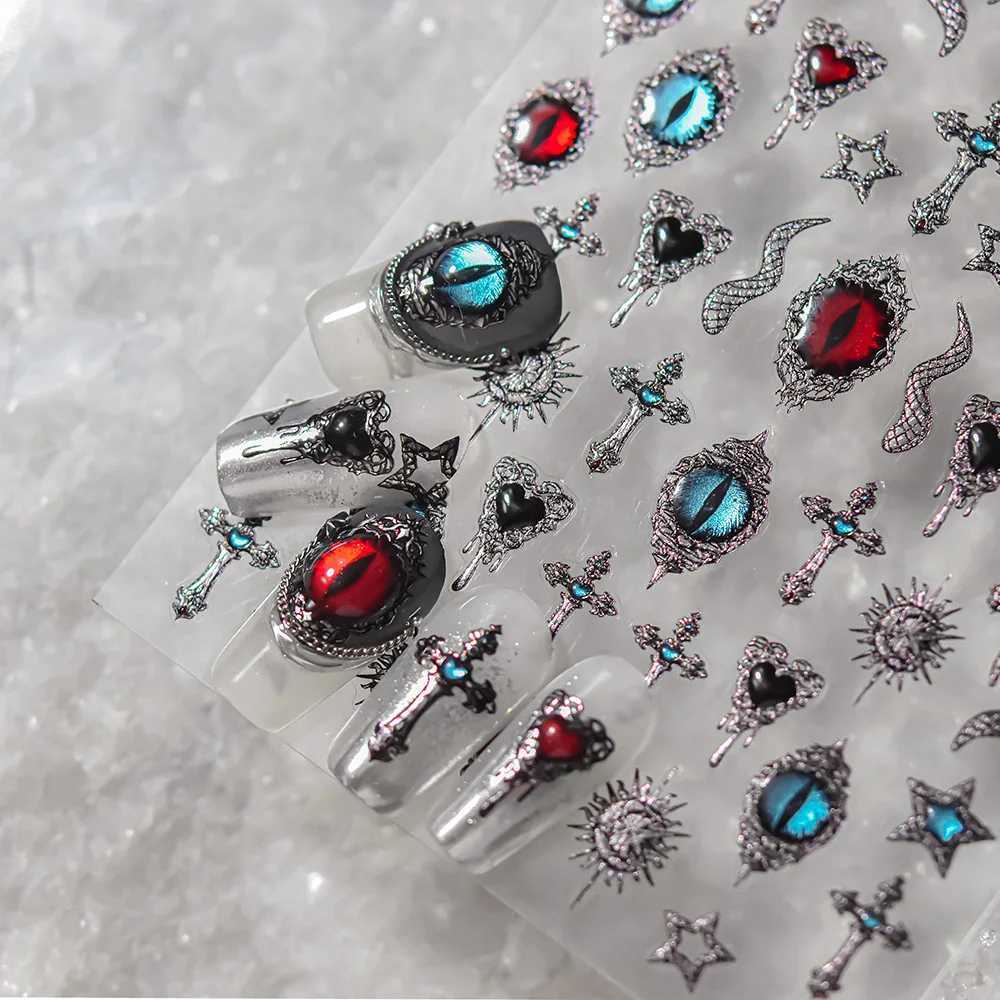 Punk Style Y2K Cats Eye Snakes Eye Gaze Cross Nail Stickers Nail Art Decal Design Manicure Tool High QualityXJ250120