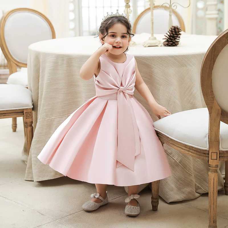 Summer Baptism Bow Princess Party Clothing Kids Costume Toddler Girl Clothes Elegant 1st Birthday Dress Christening Dress X250203