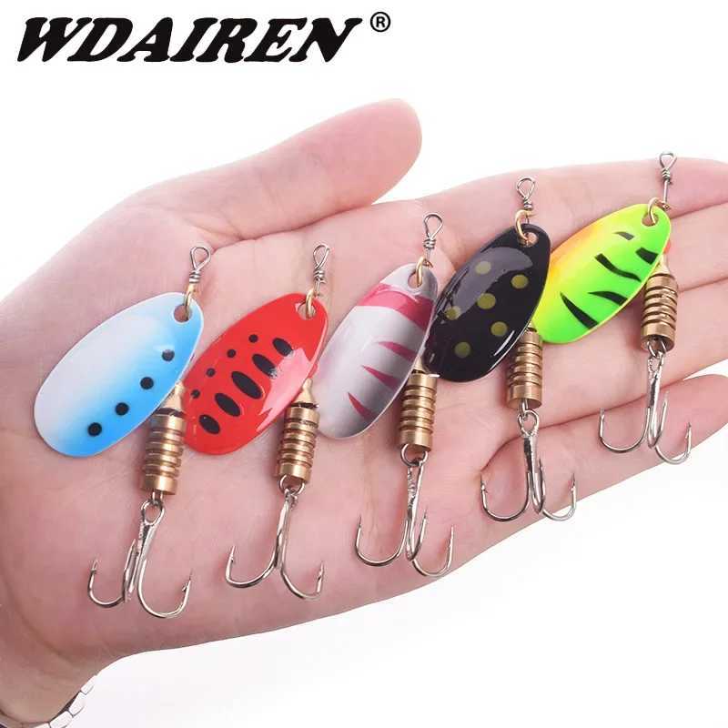 1 Pc 2.5g 3.5g 5.5g Spin Spoon Fishing Lure Metal Rotating Sequins Wobblers Treble Hooks Artificial Bait Carp Bass Pesca TackleXJ250122