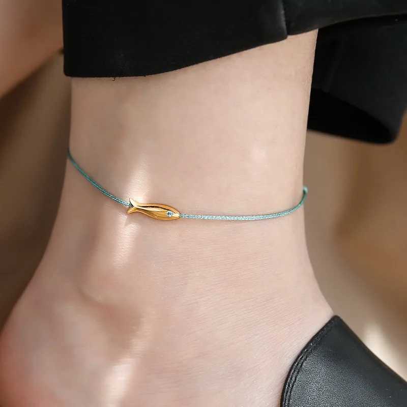 VENTFILLE 925 Sterling Silver Koi Fish Anklet Rope for Women Girl Cute Fashion Summer Jewelry Dropshipping WholesaleXJ250121