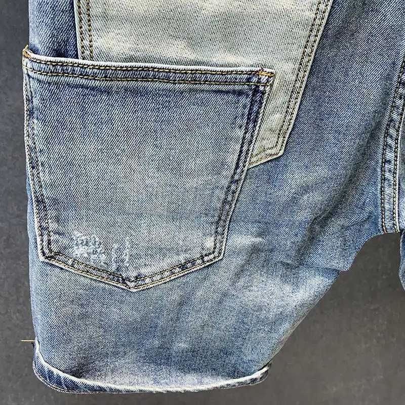 New Korean StyleHarajuku Fashion Designer Luxury Hip Hop Boyfriend Summer Casual Denim Spliced Jeans for Men Classic Jeans Male X250203