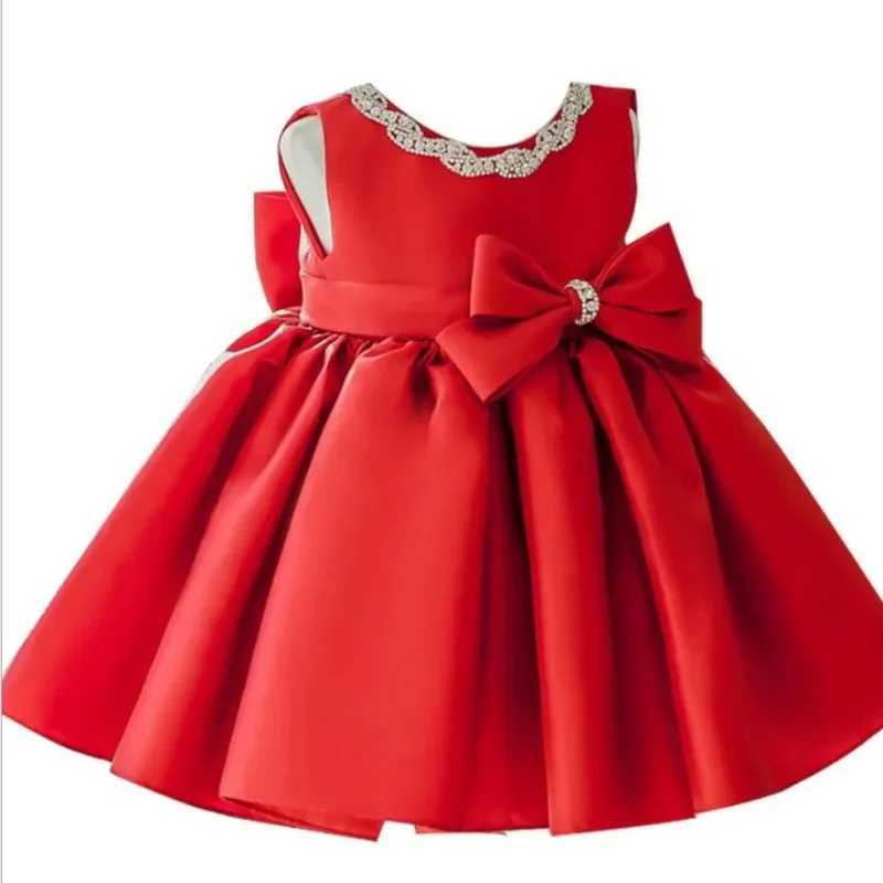 Newborn baby dress sequins red lace chiffon baby Christmas party princess dress bow 1st birthday dress baby bath dress X250203
