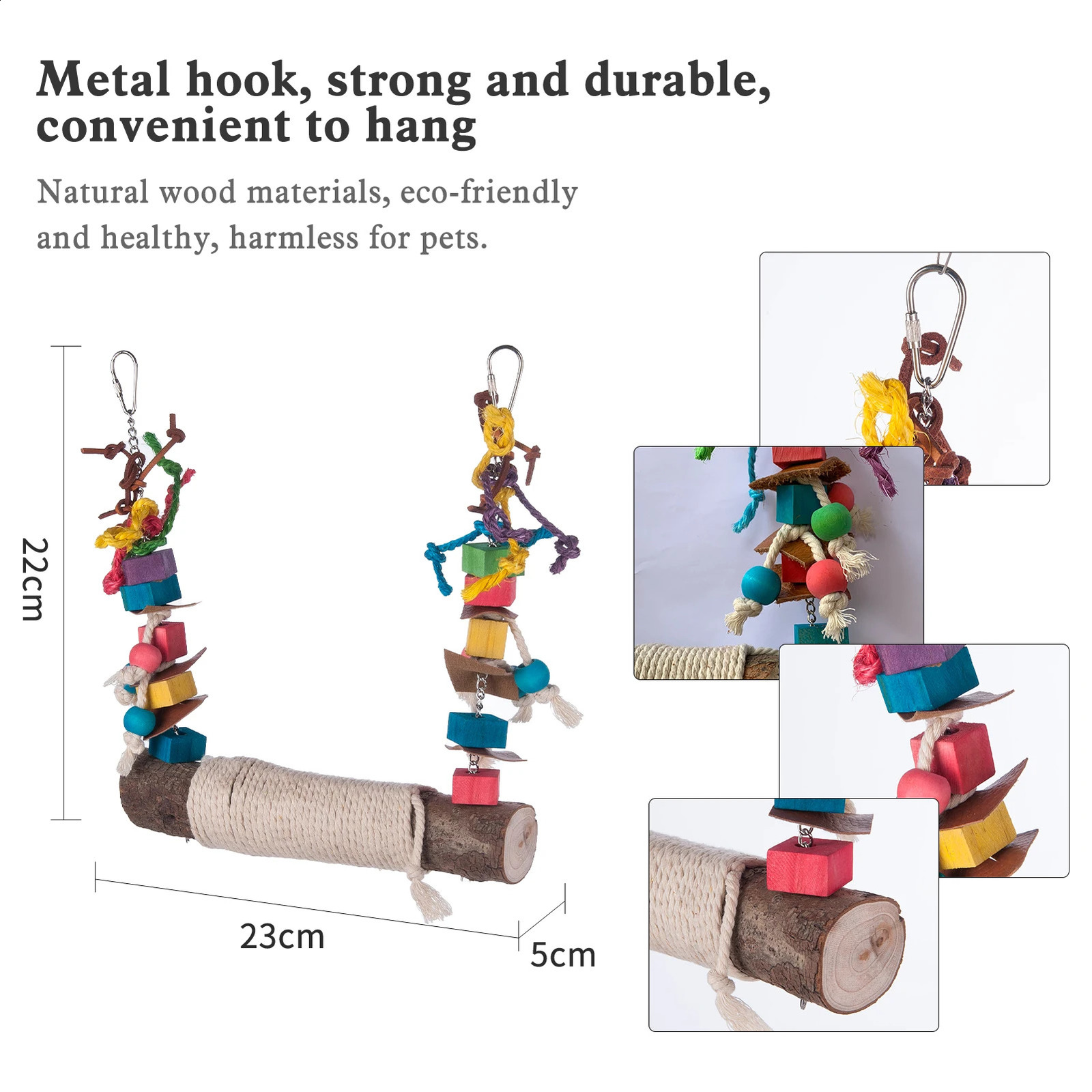 Bird Swing Perch for Birds Chewing Toy Parrot Chew Toy Bird Cage Hanging Training Toy Accessories for Large Medium Birds 250121