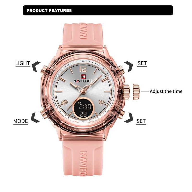 NAVIFORCE Watches for Wen New Design Small Dial Fashion Fem Quartz LCD Digital Display Wristwatches Womens Clocks X250203