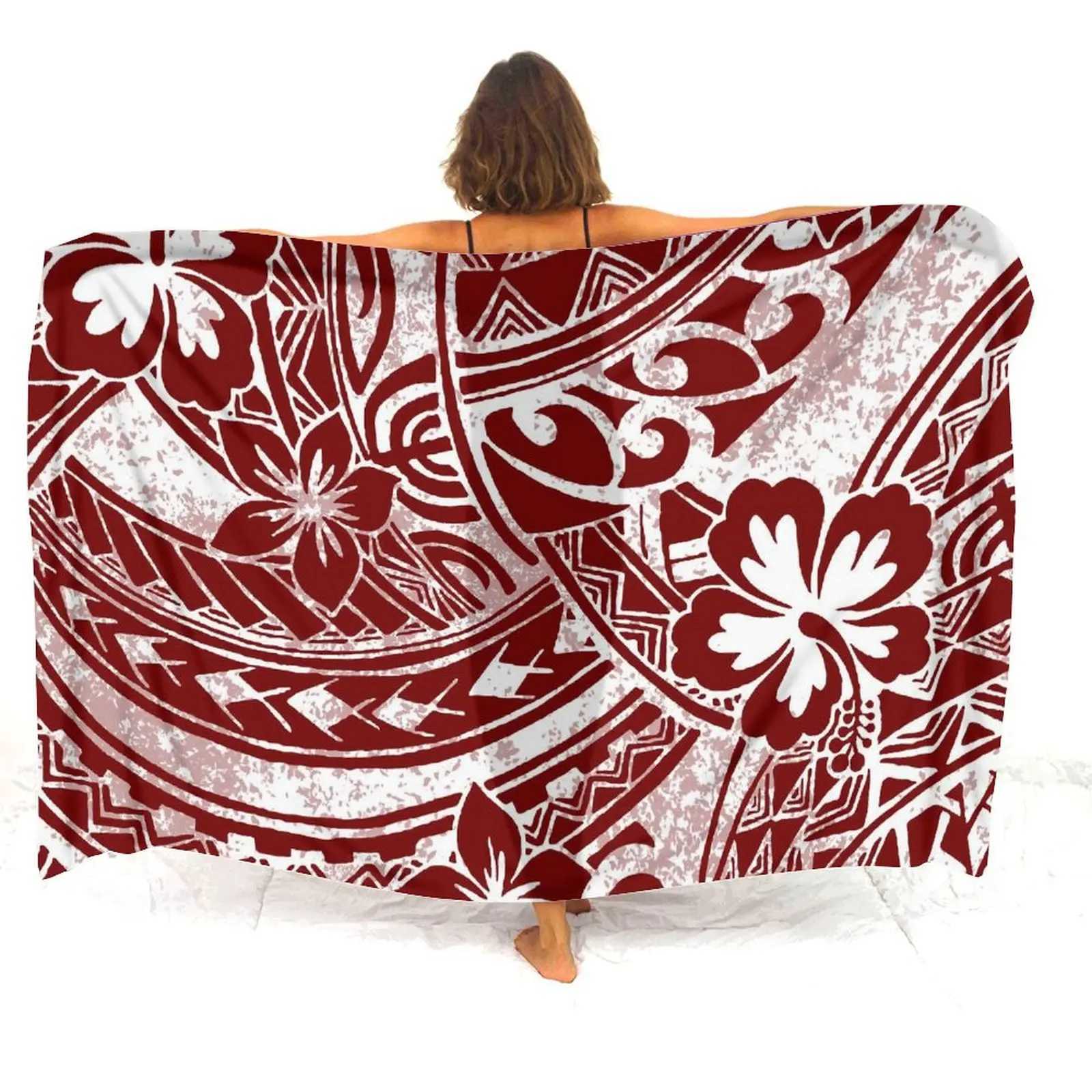 Fiji Samoa Custom Wholesale Ladies Summer Sarong Tribal Peoples Polynesian Vintage Art Print Design Integrated Windproof Ce W250120