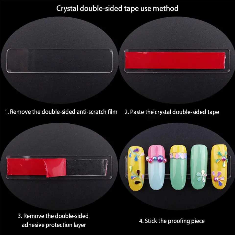 1 Roll Double Sided Nail Art Adhesive Tape For False Tips Nail Art Display Creative Design Nail Stickers Strong Sticky GlueXJ250120