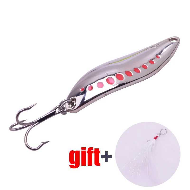Metal Vib Leech Spinners Spoon Lures 10g 15g 20g Artificial Bait with Feather Hook Night Fishing Tackle for Bass Pike PerchXJ250122