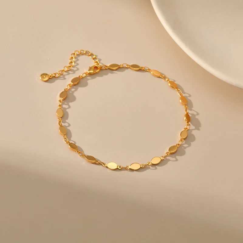 Copper Plated 18K Gold Small Round Piece Ordinary Chain Accories Metal Texture Senior Sense Anklet Women Holiday GiftsXJ250121