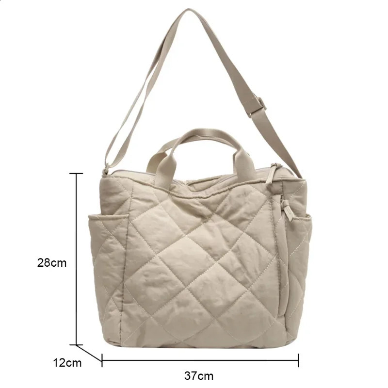 Cotton Padded Bag Large Capacity Quilted Commute Bags Diamond Lattice Solid Color Fashion Soft Handbag Female Hobo Bag 250113