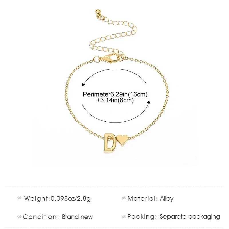 26 Letters Fashion English Initial Letter Heart Bracelet DIY Personalized Name Bracelets Girls Women Anniversary Jewelry Gifts W250121