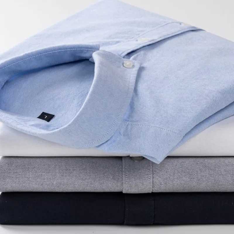 Four Seasons New Oxford Woven Cotton Mens Long Sleeve Business Formal Mens Shirt Tooling Senior Sense Shirt BusinessXJ250121