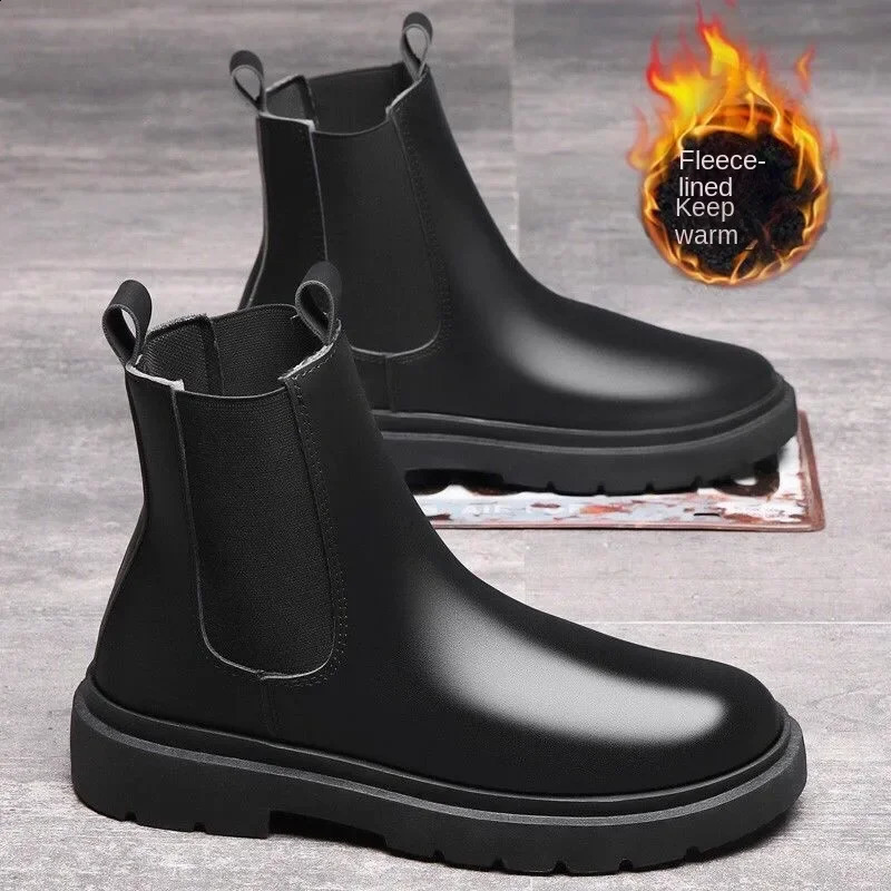 Autumn Chelsea Boots for Men Black Men Boots Fashion Winter Slip on Ankle Boots Retro Motorcycle Booties botas para hombre 250120
