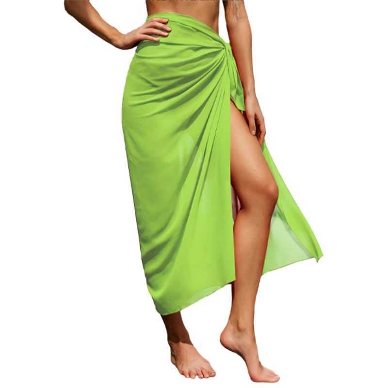 2025 New Beach-Sarong-Pareo for Womens Chiffon-Semi-Sheer Swimsuit Cover-Ups Side Tie Long Wr Skirt for Swimwear Bathing Suit W250120
