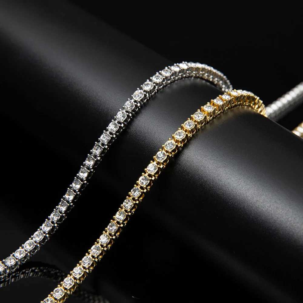 New 4MM Iced Out Tennis Bracelet Necklace Men Tennis Chain Fashion Hip-Hop Jewelry Women 8/16/18/20/24/30inch Choker Chain GiftXJ250121
