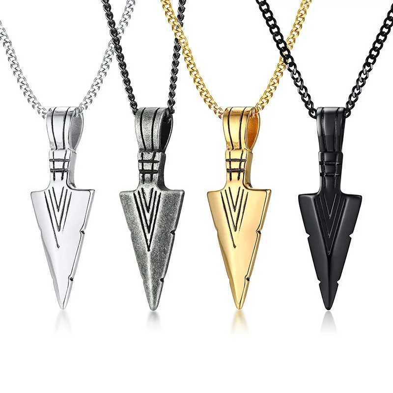 Men Fashion Matte Black Long Necklace with Arrow Pendant Jewelry Chain Hip Hop Punk Rock Party Gift for Men Women CollaresXJ250121