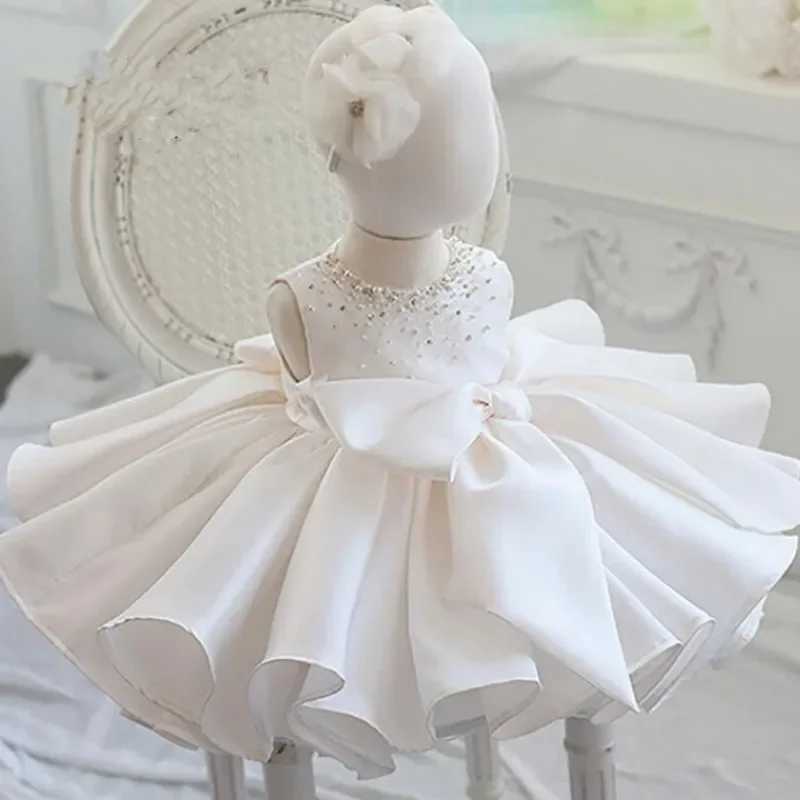 New fashion bead bow baby dress princess fluffy chiffon baby clothing baby bath celebration first birthday dress X250203