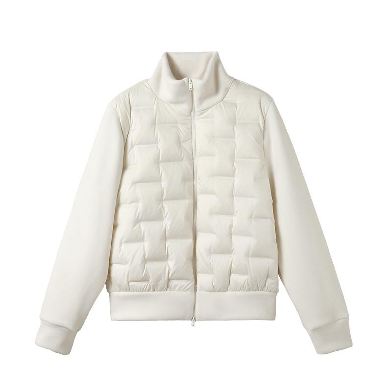 New autumn and winter fleece zipper cardigan women's new solid color warm down jacket Korean duck down versatile top jacket