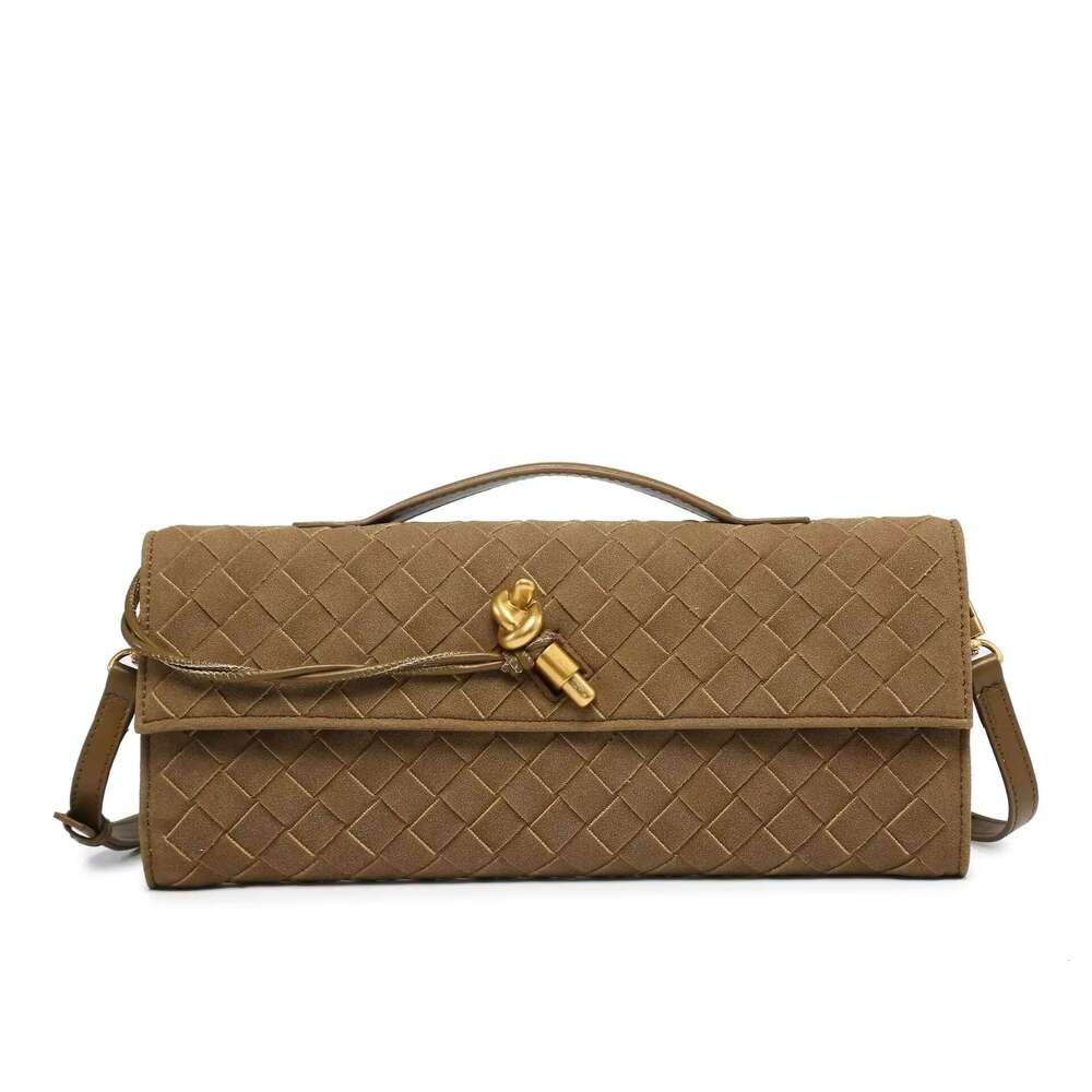 Vintage Matte Finish Handmade Woven Shoulder Crossbody Buckle Bag Artificial Leather Ing Neutral Minimalist Style