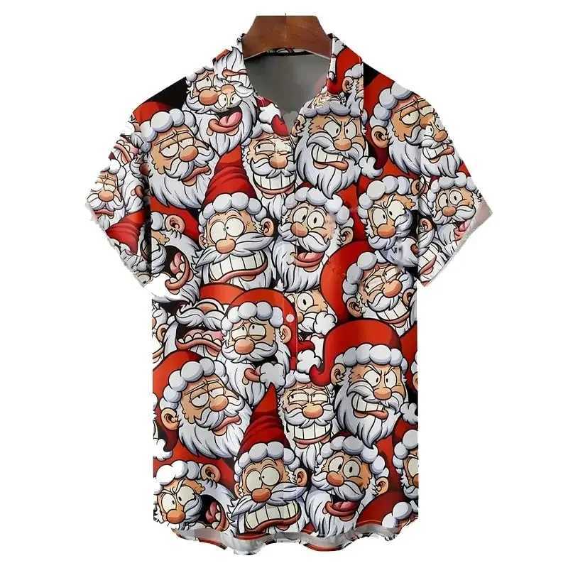 Spring Summer New Men Clothes 3D Digital Print Casual Short Sleeve Shirt Christams Shirt Men Clothes Loose Lapel Shirt TopsXJ250121