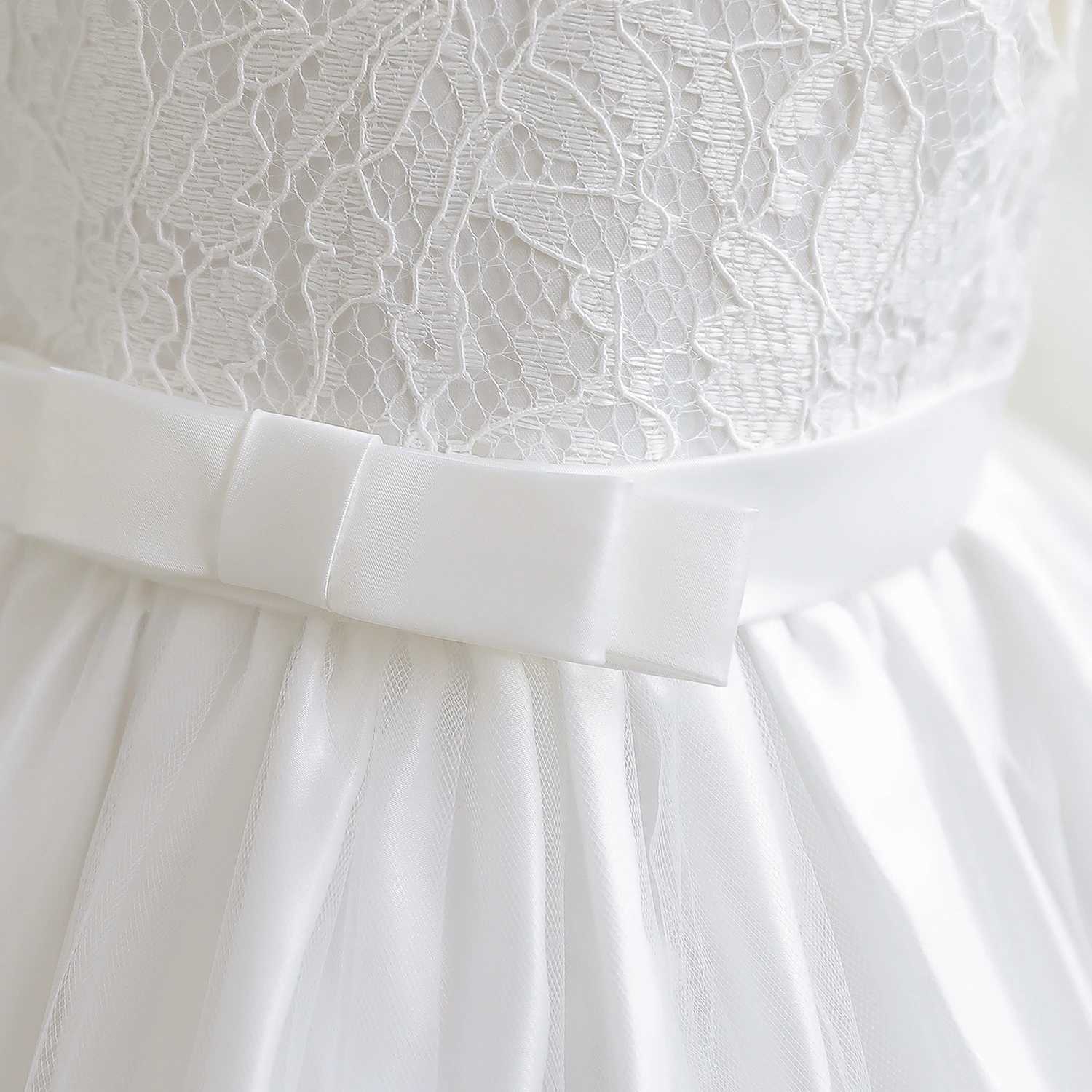 Lace flower girl dress big bow white dipping dress 12M babys first communication dress childrens wedding Gala Tutu dress X250203