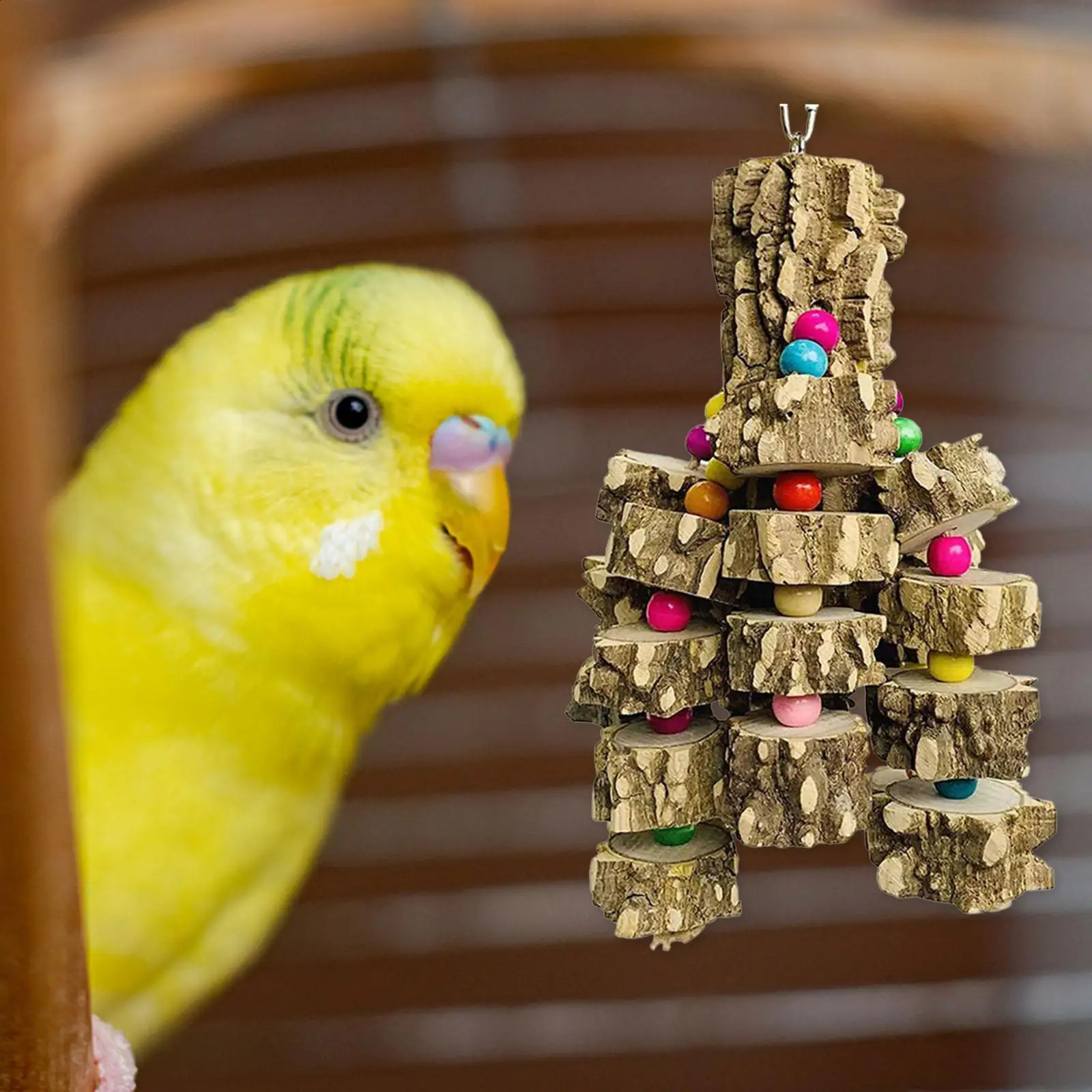 Large Bird Parrot Toy Cage Natural Wooden Blocks Bird Chewing Toy Parrot Cage Bite Toy Macaws Cockatoos Accessoires 250121