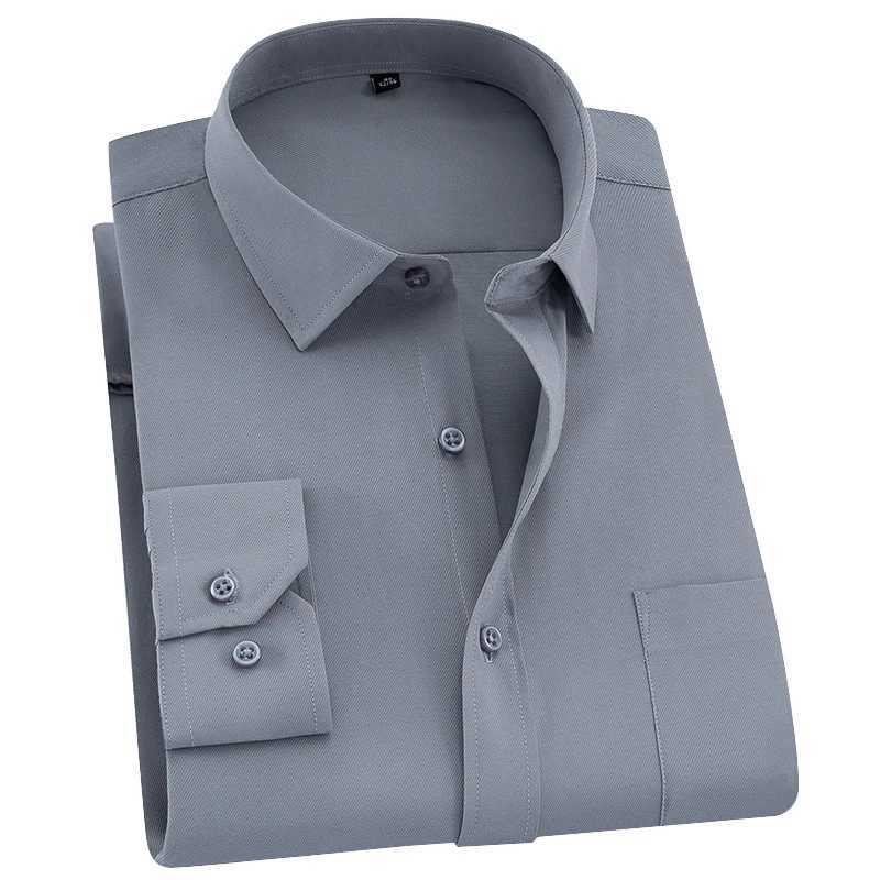 8xl 7xl 6xl 5xl Men Shirt Long Sleeved Man Business Causal Dress Shirts Twill White Yellow Shirt Brand Formal Work ShirtsXJ250121