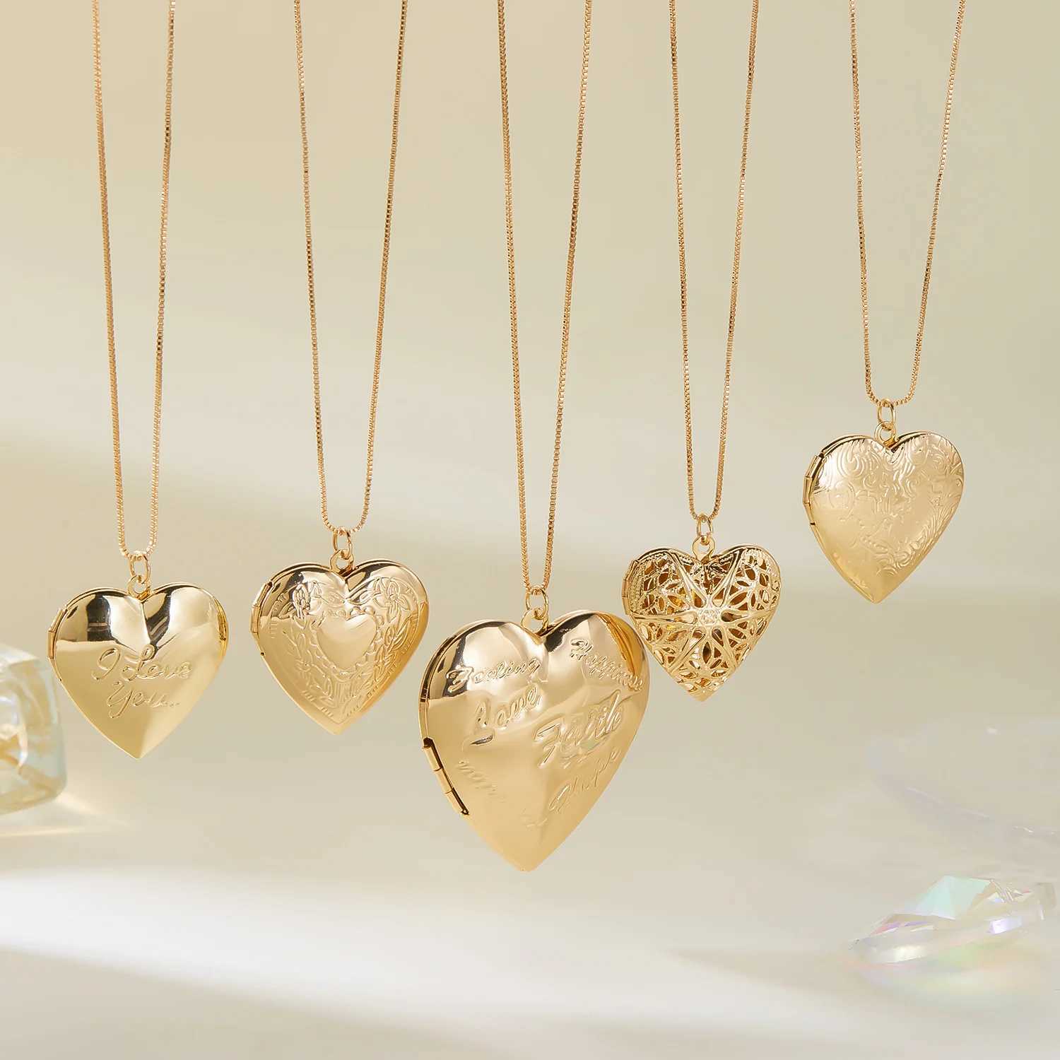Romantic Heart Pendant Message Locket Necklace for Women Lover Couple Fashion Jewelry Gold Color Chain Photo Album Box ChokerXJ250121