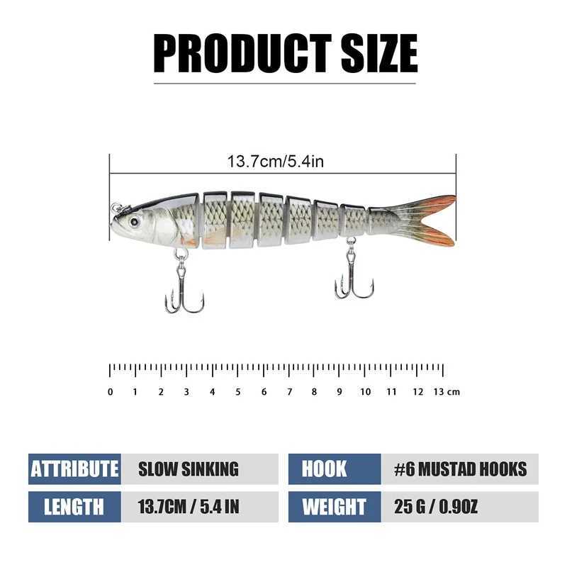 3pcs 8 Segment Fishing Lure Multi Jointed Swimbait Artificial Bait Slow Sinking Bionic Fishing Bait Cool Fishing GearXJ250122