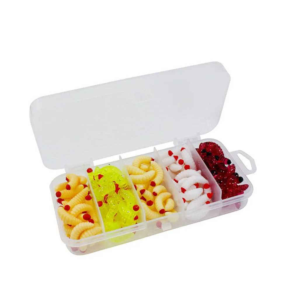 125Pcs Fishing Lure Lifelike Worm Maggot Grub Soft Bait Silicone Artificial Bait Earthworm Baits Smell Shrimp Additive Bass CarpXJ250122