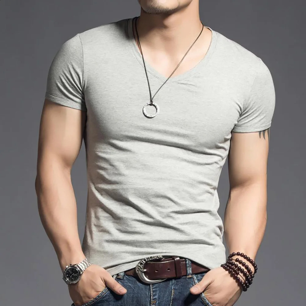 2025 Casual Tops Men T Shirt Fitness Tshirts Mens V neck Man Tshirt For Male M4XL Plue Size TDX03 250120