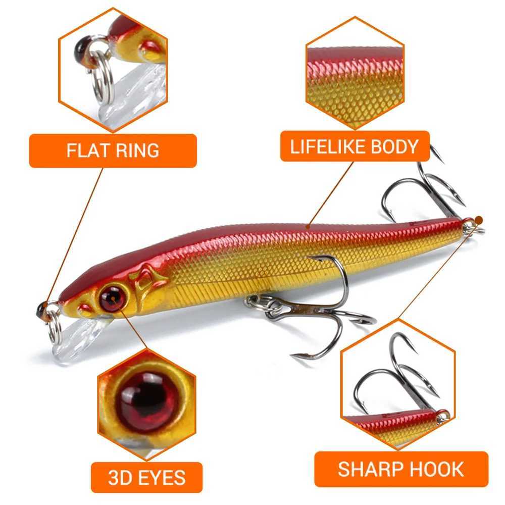 1Pcs Floating Crankbait Minnow Fishing Lures 5.8g 85mm Bass Trolling Pike Plastic Hard Bait Wobbler Swimbaits Pesca TackleXJ250122