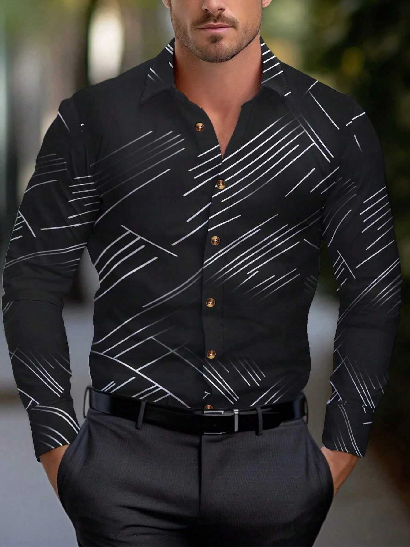 Summer new mens shirt 12 color long-sleeved striped lapel Hawaiian resort fashionable casual comfort XS-6XLXJ250121