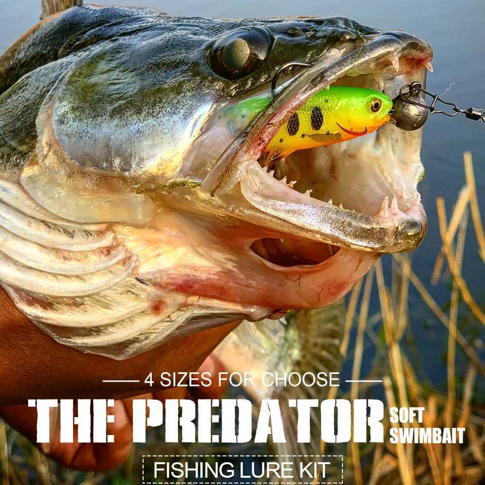Spinpoler Predator Soft Fishing Lure Swimbait Paddle Tail Silicone Cannibal Artificial Bait Open Mouth Jig Head Bass Sea WobblerXJ250122