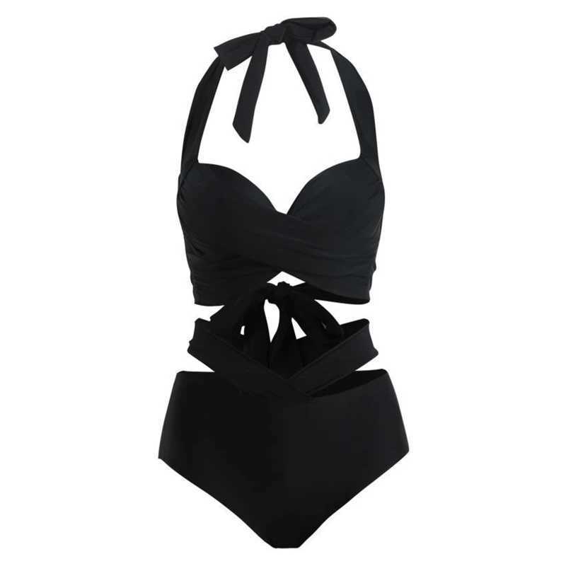 2025 New Women Push Up Backless Solid Color Lacing Swimwear Bikini Bathing Suit BeachwearXJ250120