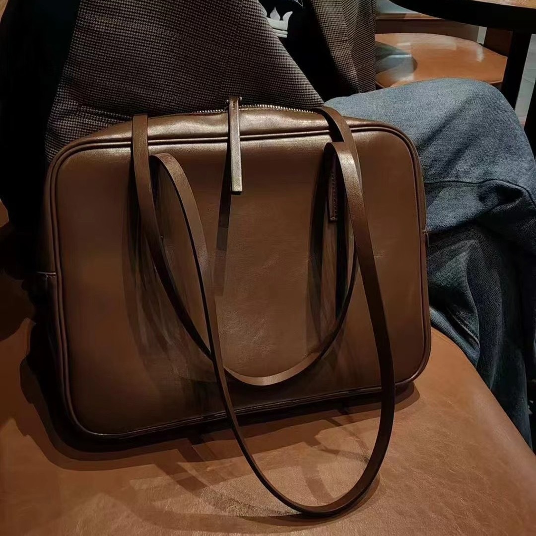 Bag Top Layer Cowhide Simple Niche Design Tote Premium Feel For Women 2024 New Single Shoulder Armpit Bag