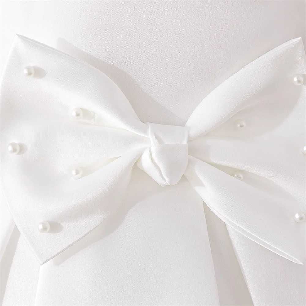 Newborn White 1st Birthday Dress For Baby Girl Clothes Beading Princess Dress Girls Dresses Big Bow Baptism Party Gown 0-4 Year X250203